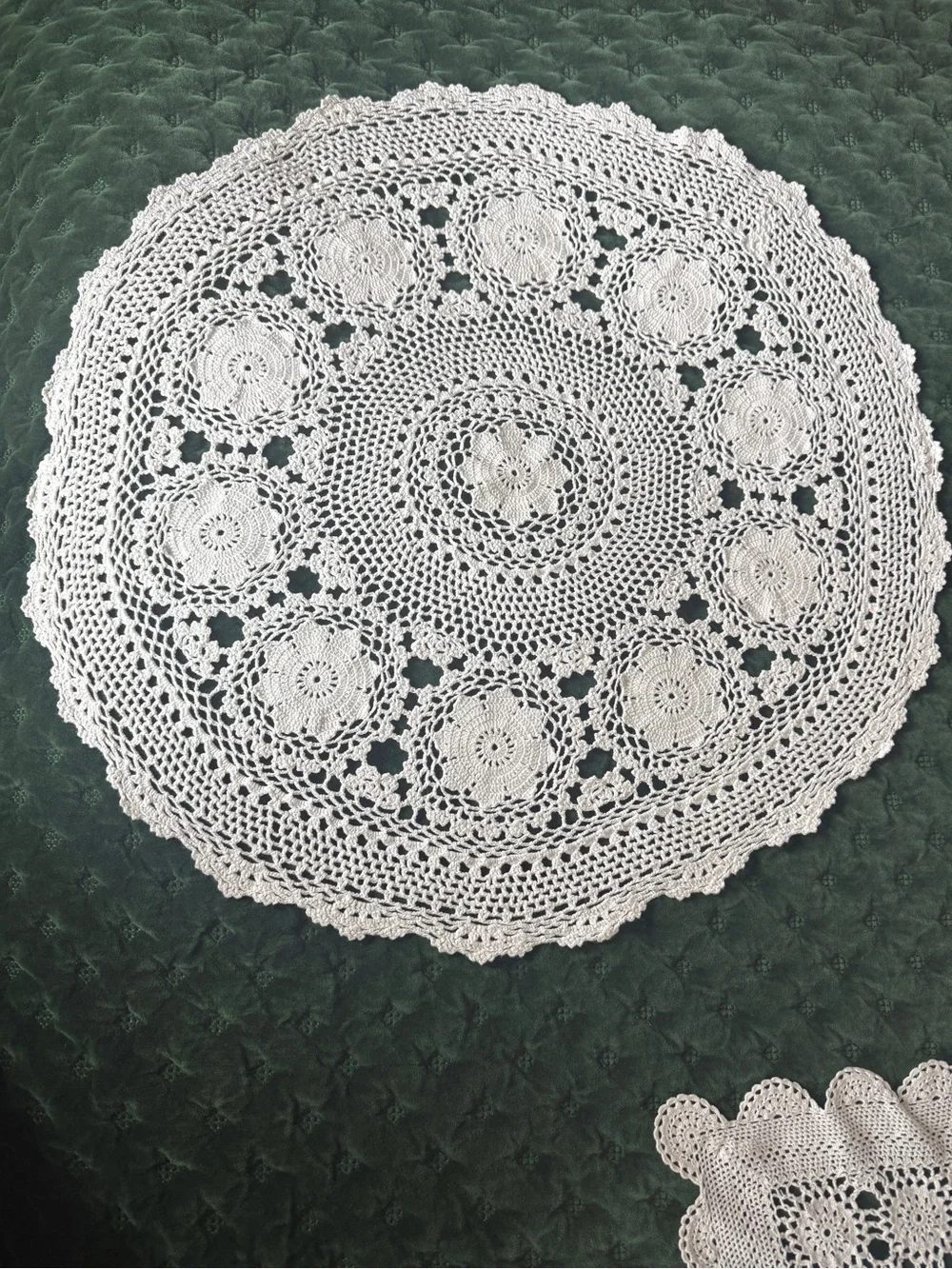 Large 26” Cotton Crochet Lace Floral Table Topper Doily